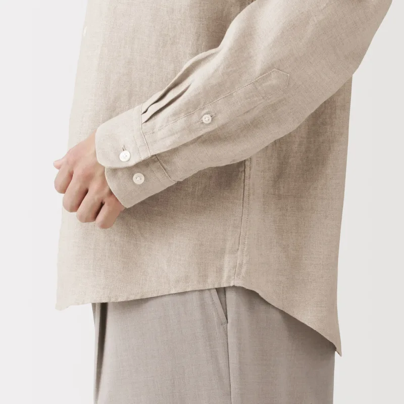 Linen Stand Collar Shirt