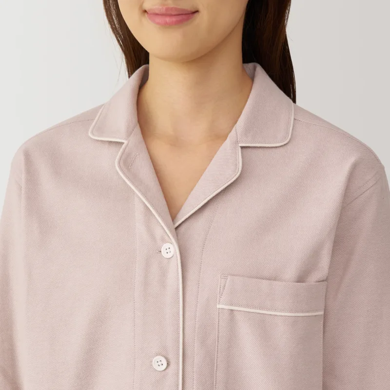 MUJI Women's Organic Cotton Flannel Pajamas with Side Seamless Design