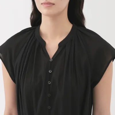 Women's High Twisted Veil French Sleeve Patterned Dress