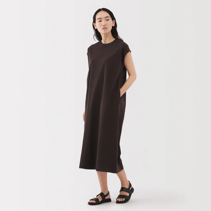 Vestido de manga francesa de punto jersey de 2 cabos para mujer