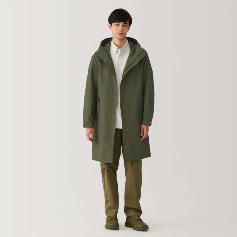 MUJI Men's Water Repellent Hooded Coat in Organic Cotton