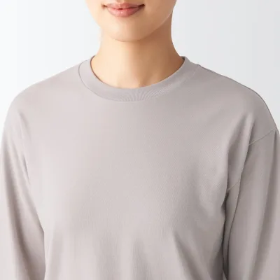 Kaos Lengan Panjang Crew Neck Interlock Wanita
