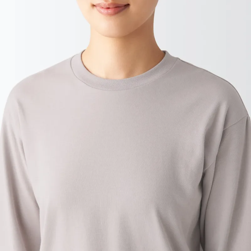 Kaos Lengan Panjang Crew Neck Interlock Wanita