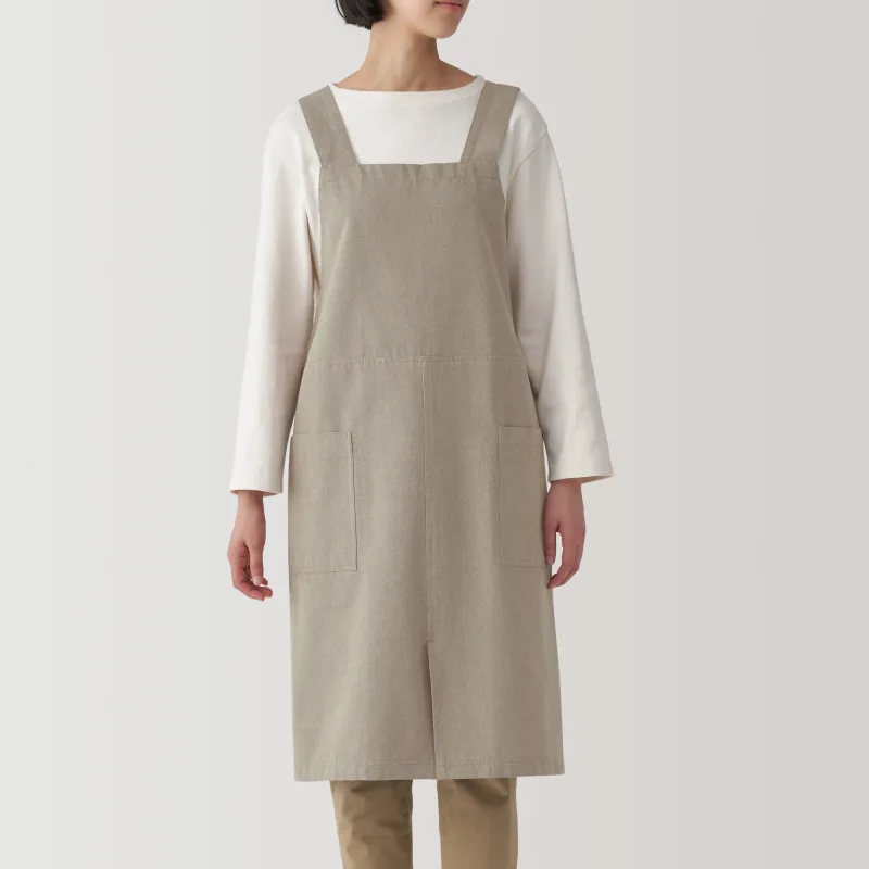 Plain Weave Cotton Shoulder Strap Apron - S-M