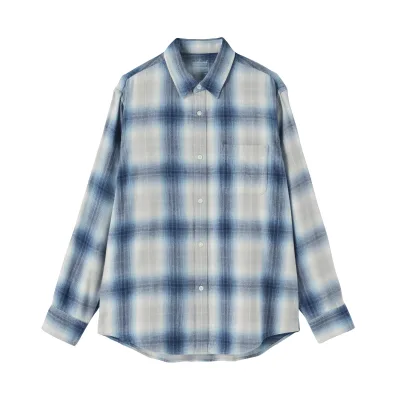 MUJI Herren Gebürstetes Baumwoll-Flanellhemd mit Knopfleiste für Herbst und Winter