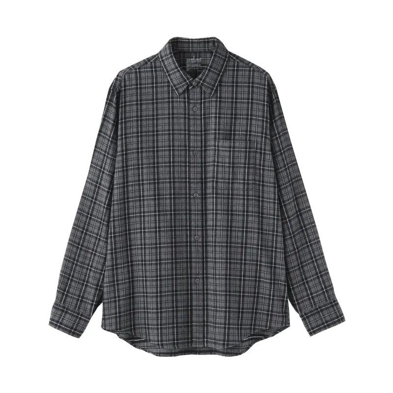 MUJI Herren Gebürstetes Baumwoll-Flanellhemd mit Knopfleiste für Herbst und Winter