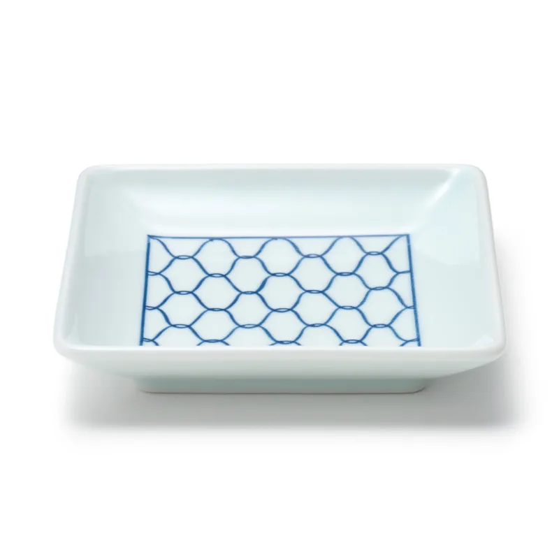 Hasami Ware Square Plate - Mesh Pattern