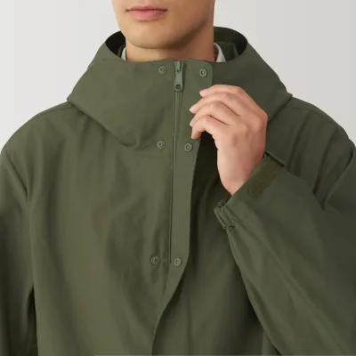 MUJI Men's Water Repellent Hooded Coat in Organic Cotton