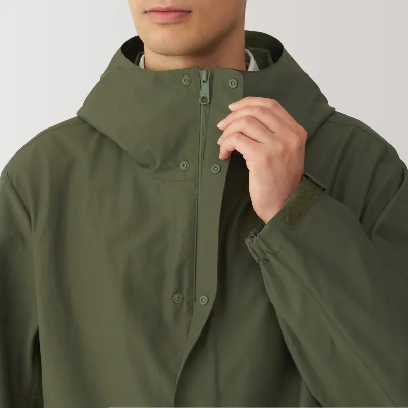 MUJI Men's Water Repellent Hooded Coat in Organic Cotton
