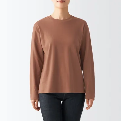 Kaos Lengan Panjang Crew Neck Interlock Wanita