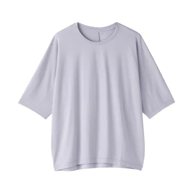 MUJI Women's Lyocell Blend Jersey Half Sleeve Crewneck Pullover