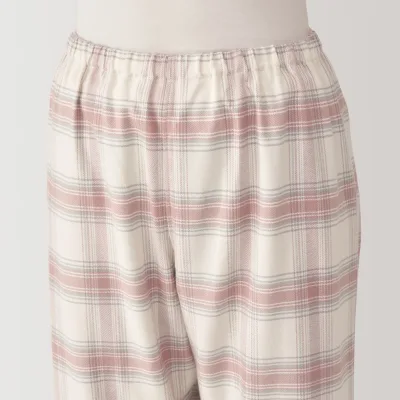 MUJI Women's Organic Cotton Flannel Pajamas with Side Seamless Design
