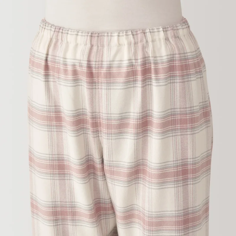 MUJI Women's Organic Cotton Flannel Pajamas with Side Seamless Design