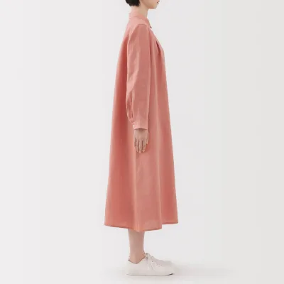 Vestido Camiseiro de Linha Lavada para Senhora