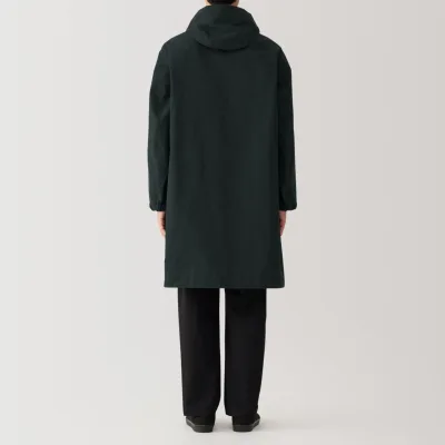 MUJI Men's Water Repellent Hooded Coat in Organic Cotton