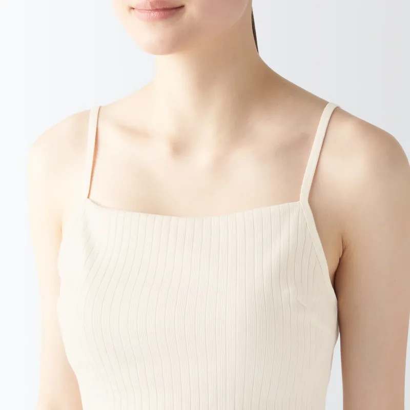 Camisole Rib Stretch Katun Wanita dengan Bra