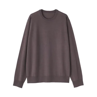MUJI Men's Washable High-Gauge Wool Crewneck Sweater