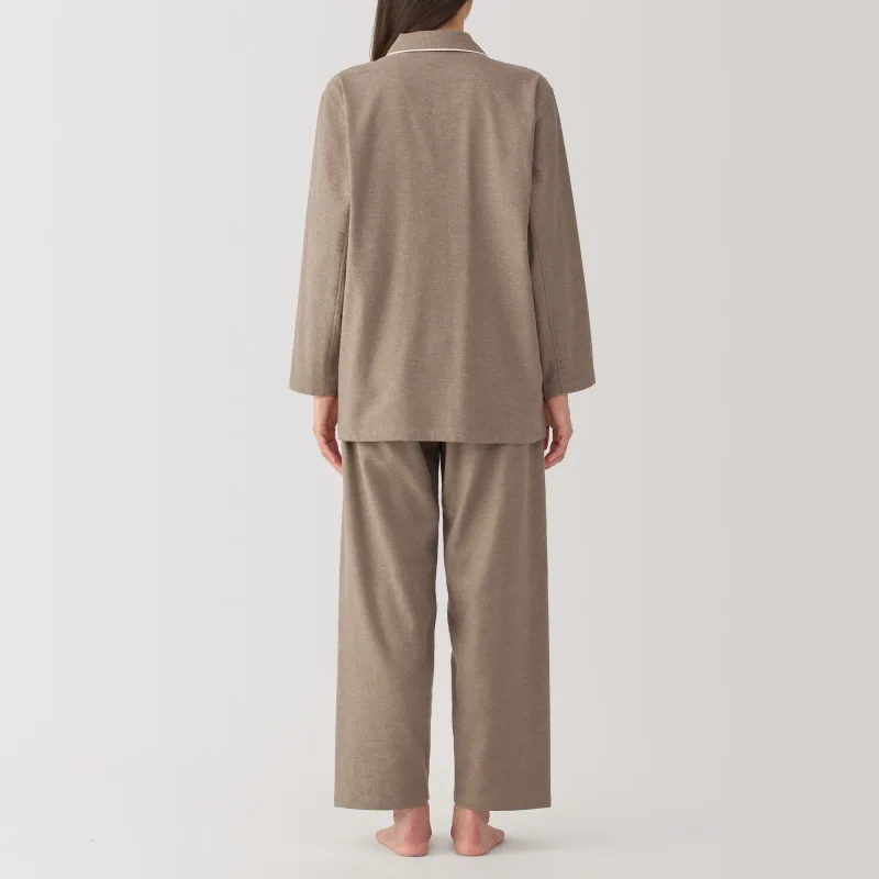 MUJI Women's Organic Cotton Flannel Pajamas with Side Seamless Design