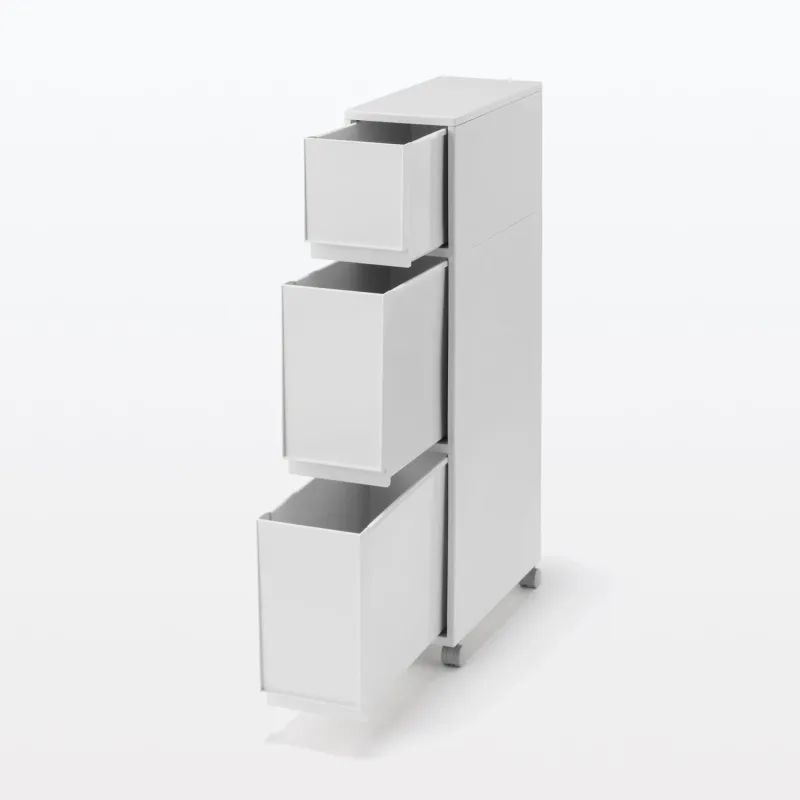 Polypropylene Stocker with Caster #1 - White Gray (3 Tier)