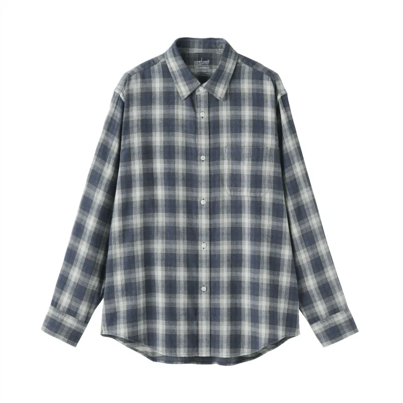 MUJI Herren Gebürstetes Baumwoll-Flanellhemd mit Knopfleiste für Herbst und Winter