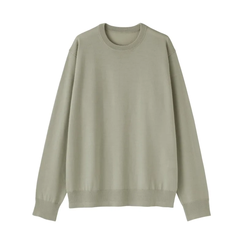 MUJI Men's Washable High-Gauge Wool Crewneck Sweater