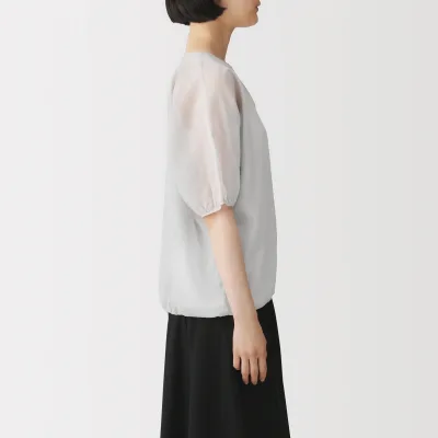 High-Twist Cotton Sheer Blouse