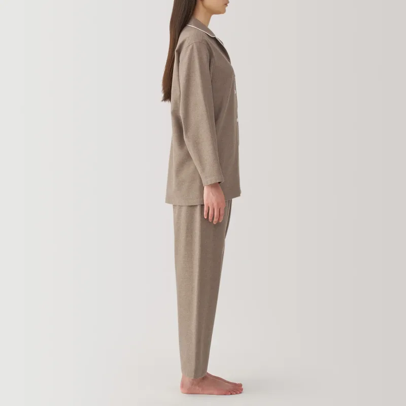 MUJI Women's Organic Cotton Flannel Pajamas with Side Seamless Design