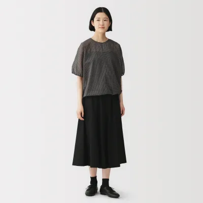High-Twist Cotton Sheer Blouse