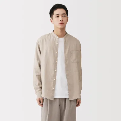 Linen Stand Collar Shirt