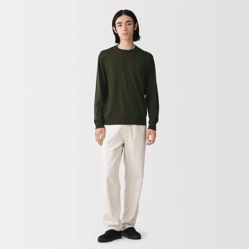 MUJI Men's Washable High-Gauge Wool Crewneck Sweater