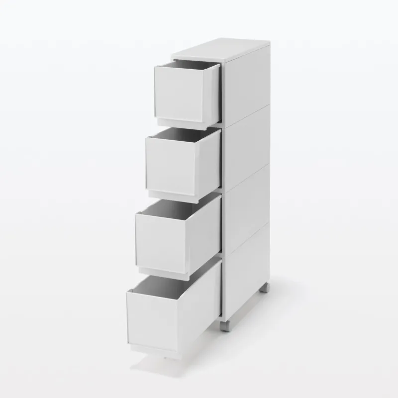 Polypropylene Stocker with Caster - White Gray (4 Tier)