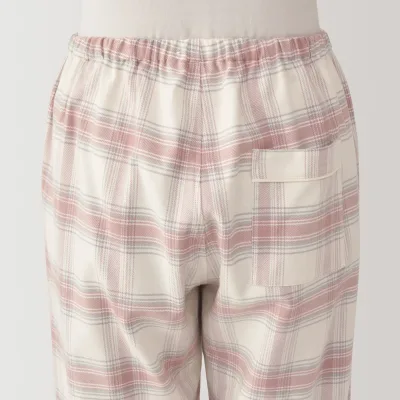 MUJI Women's Organic Cotton Flannel Pajamas with Side Seamless Design