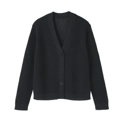 Women's Linen Blend Mesh V Neck Cardigan