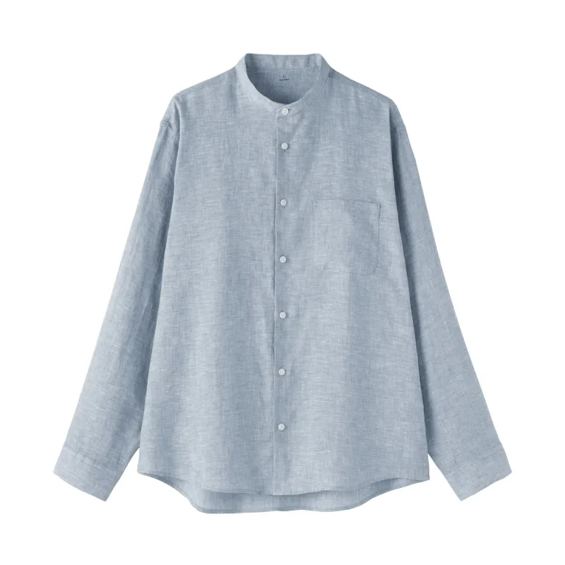 Linen Stand Collar Shirt