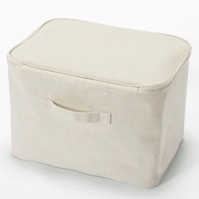Kotak Lembut Poliester Linen Persegi Panjang dengan Tutup - Medium