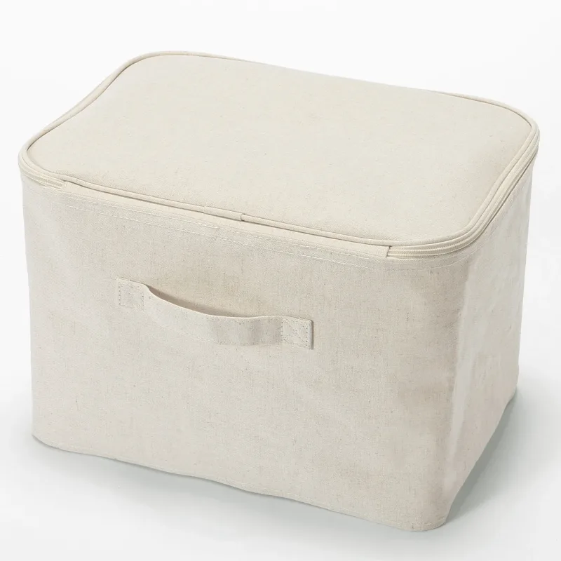 Kotak Lembut Poliester Linen Persegi Panjang dengan Tutup - Medium