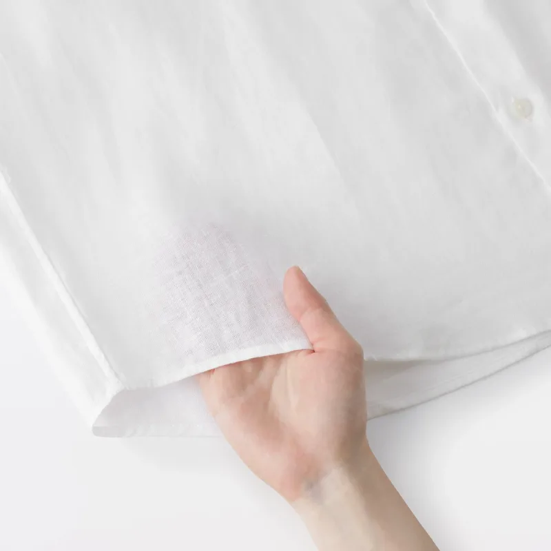 Linen Stand Collar Shirt