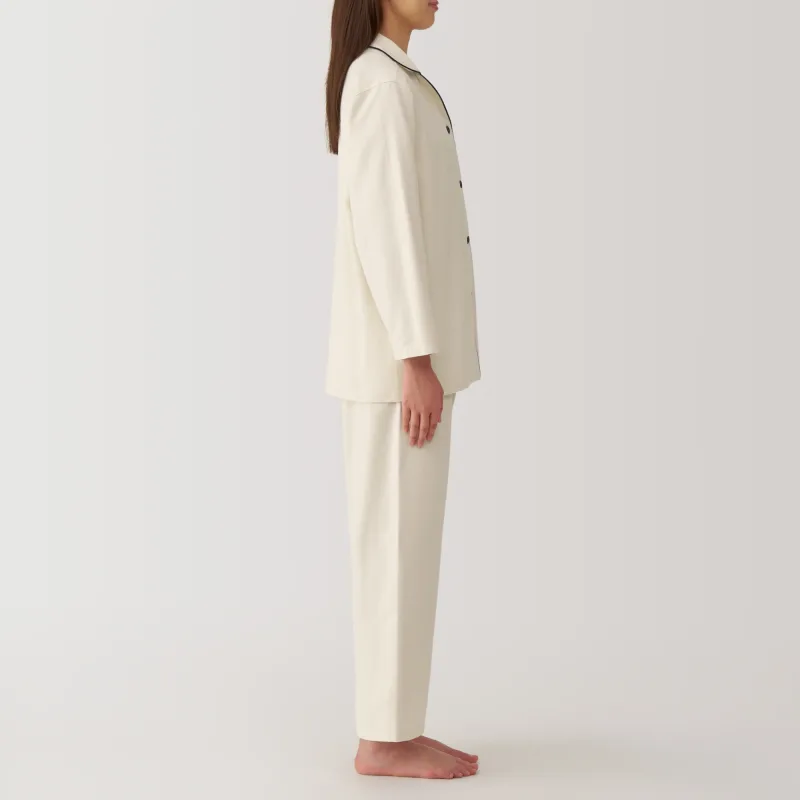 MUJI Women's Organic Cotton Flannel Pajamas with Side Seamless Design