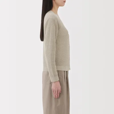 Women's Linen Blend Mesh V Neck Cardigan