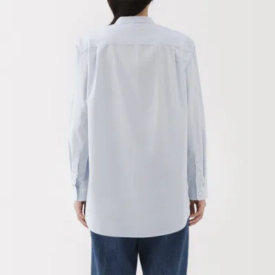 Women's Washed Broadcloth Stand Collar Long Shirt