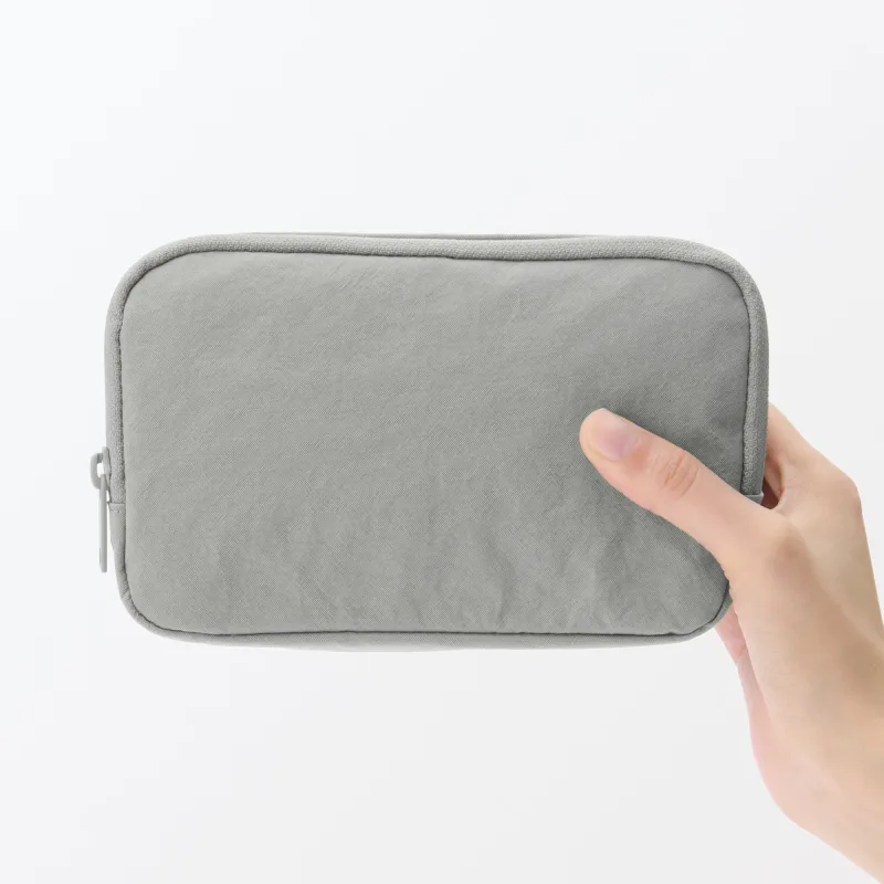 Wrinkled Nylon Wide-Opening Pouch - Large