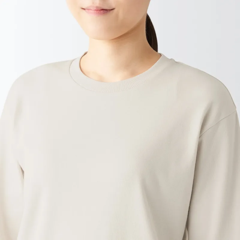 Kaos Lengan Panjang Crew Neck Interlock Wanita