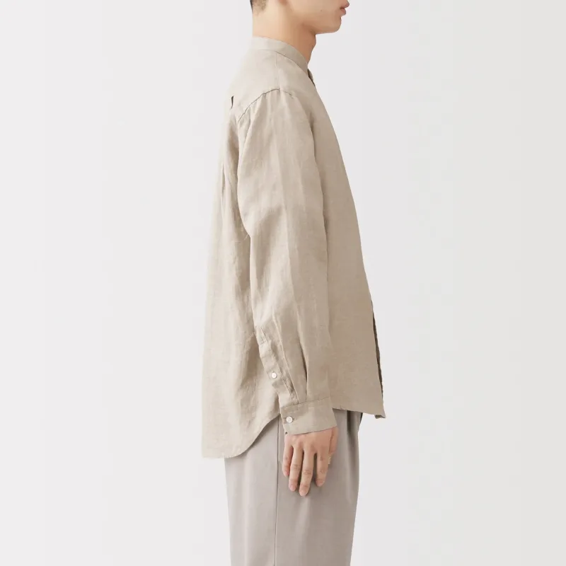 Linen Stand Collar Shirt