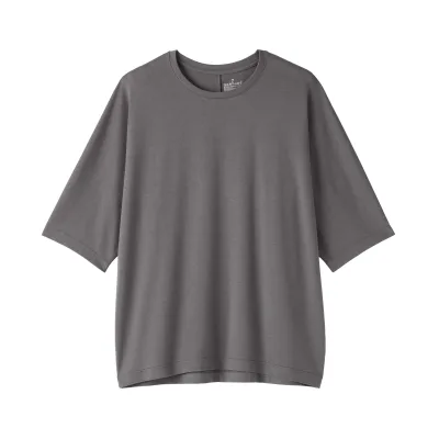 MUJI Women's Lyocell Blend Jersey Half Sleeve Crewneck Pullover