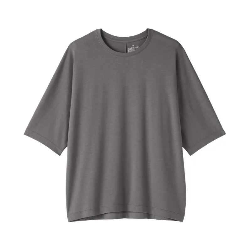 MUJI Lyocell Blend Jersey Half Sleeve Crewneck Pullover voor dames