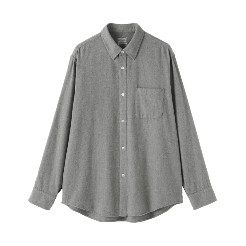 MUJI Herren Gebürstetes Baumwoll-Flanellhemd mit Knopfleiste für Herbst und Winter