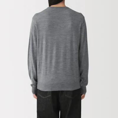 MUJI Men's Washable High-Gauge Wool Crewneck Sweater