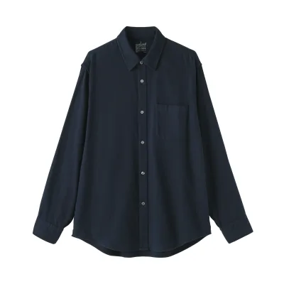 MUJI Herren Gebürstetes Baumwoll-Flanellhemd mit Knopfleiste für Herbst und Winter