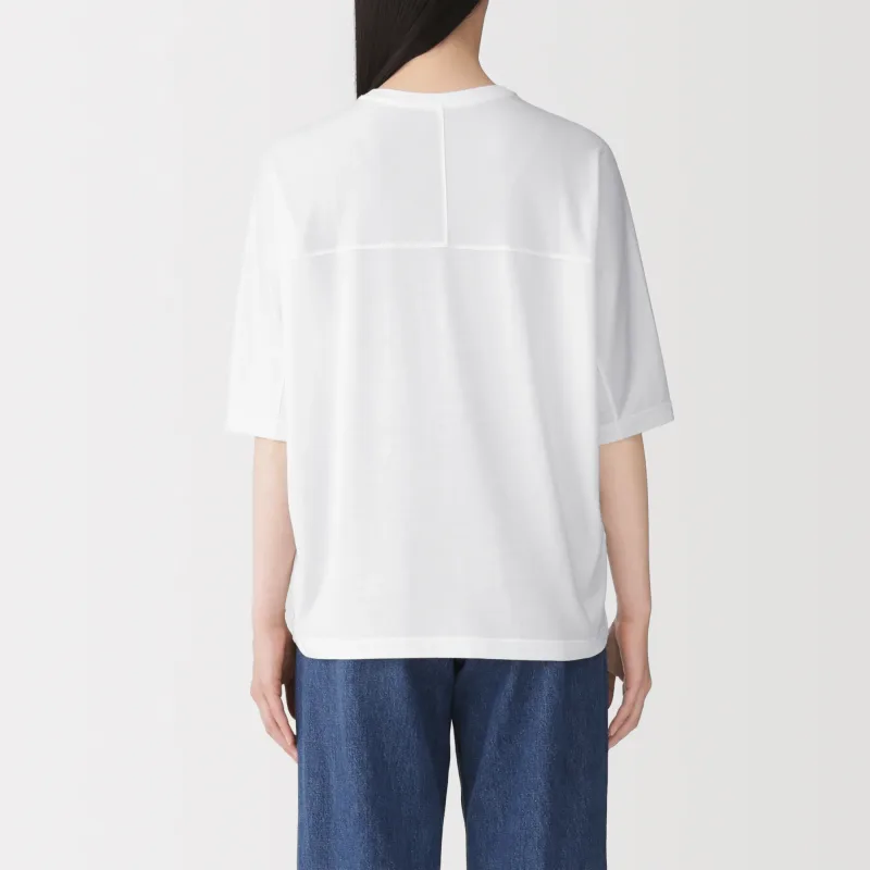 MUJI Women's Lyocell Blend Jersey Half Sleeve Crewneck Pullover