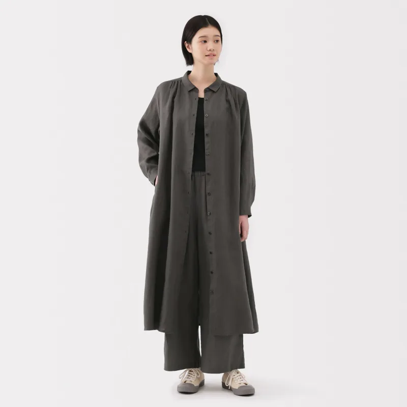 Vestido Camiseiro de Linha Lavada para Senhora